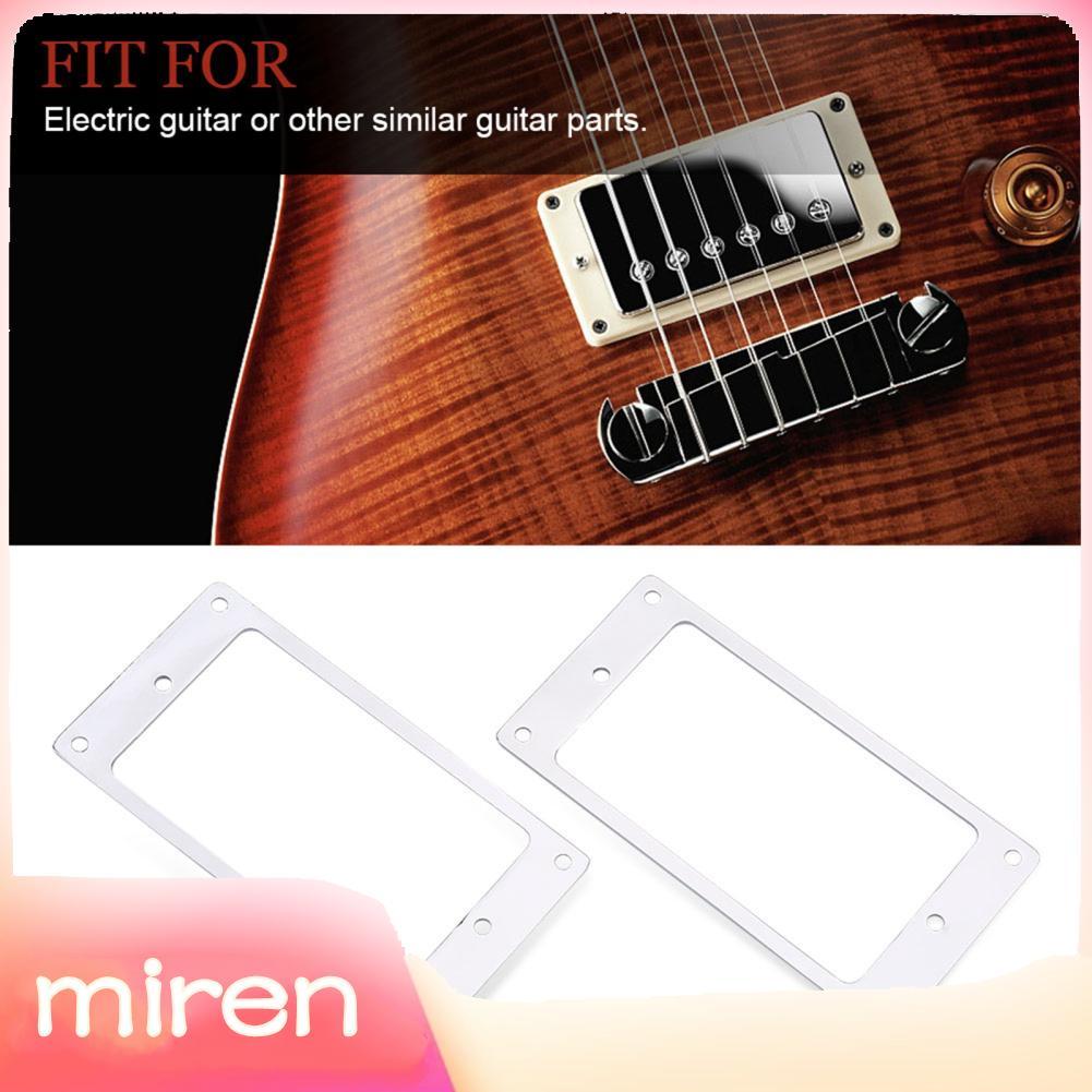 Miren-th Miren-th Fafeims 2 ชิ้นกีตาร์ไฟฟ้า Pickup กรอบโลหะแบน Humbucker แหวนยึดเปลี่ยนฝาครอบอะไหล่ (Silver)