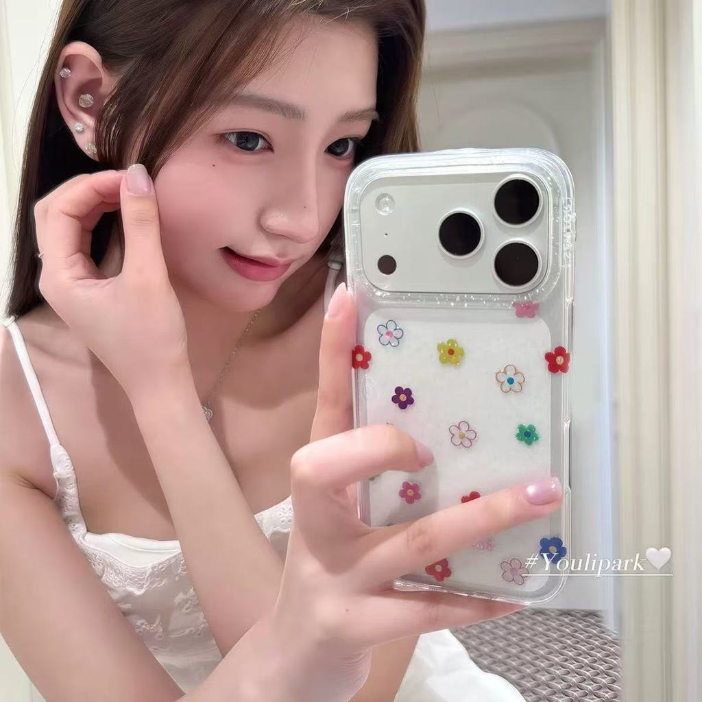 สาวฤดูใบไม้ผลิสดแวววาวดอกไม้ที่มีสีสันเหมาะสําหรับแอปเปิ้ลรุ่นเต็มช่วงเคสโทรศัพท์