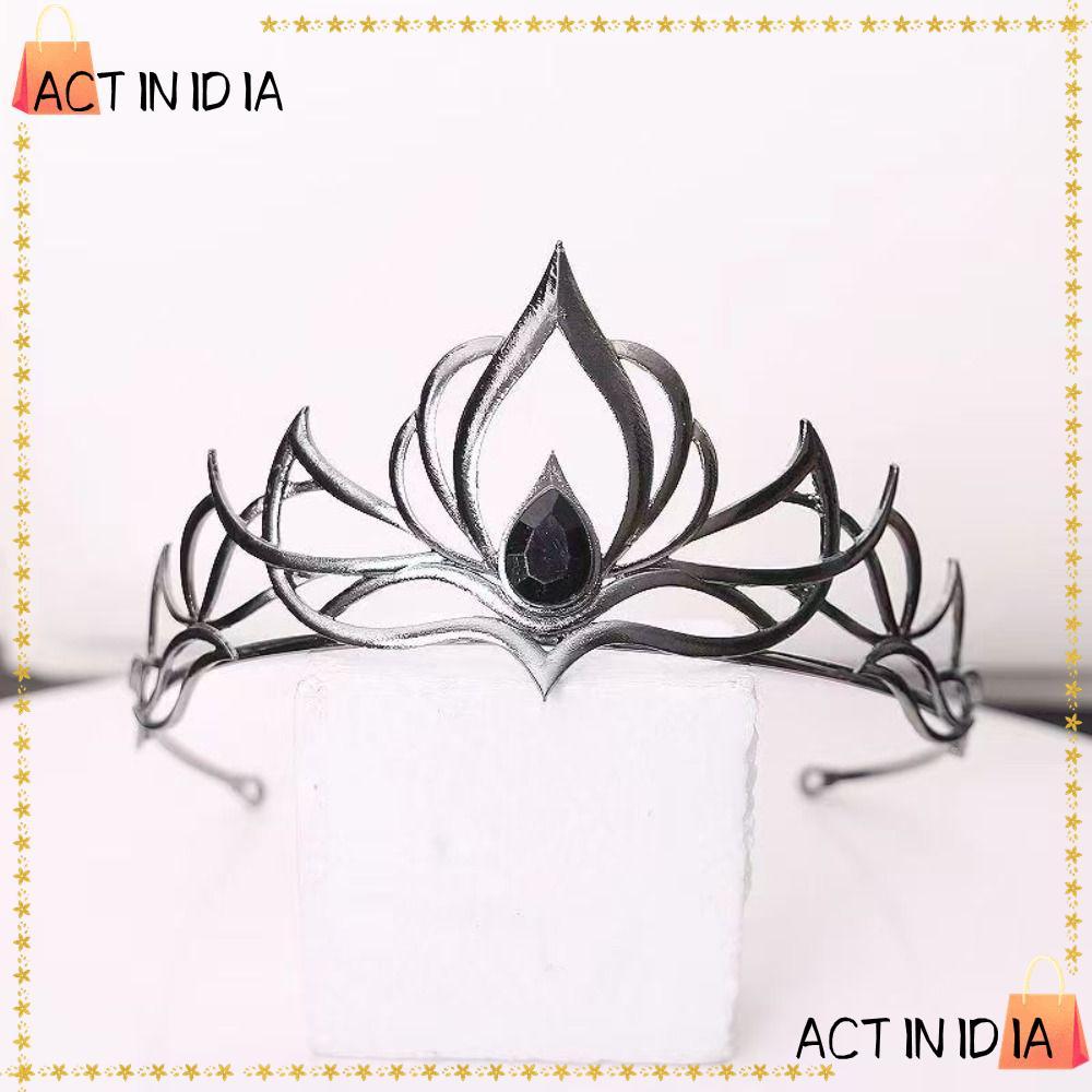 ACTINIDIA Gothic Treasure Crown, Minimalist Hollow Out Crown คอสเพลย์ Headwear, Vintage สีดําเงินสี Cool งานแต่งงาน Headwear เจ้าสาวงานแต่งงาน