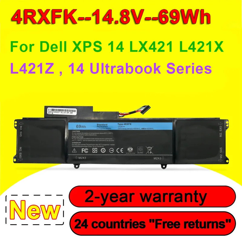4RXFK สําหรับ Dell XPS 14 L421X Ultrabook 14-L421X L421Z Series แบตเตอรี่แล็ปท็อป C1JKH FFK56 14.8V 