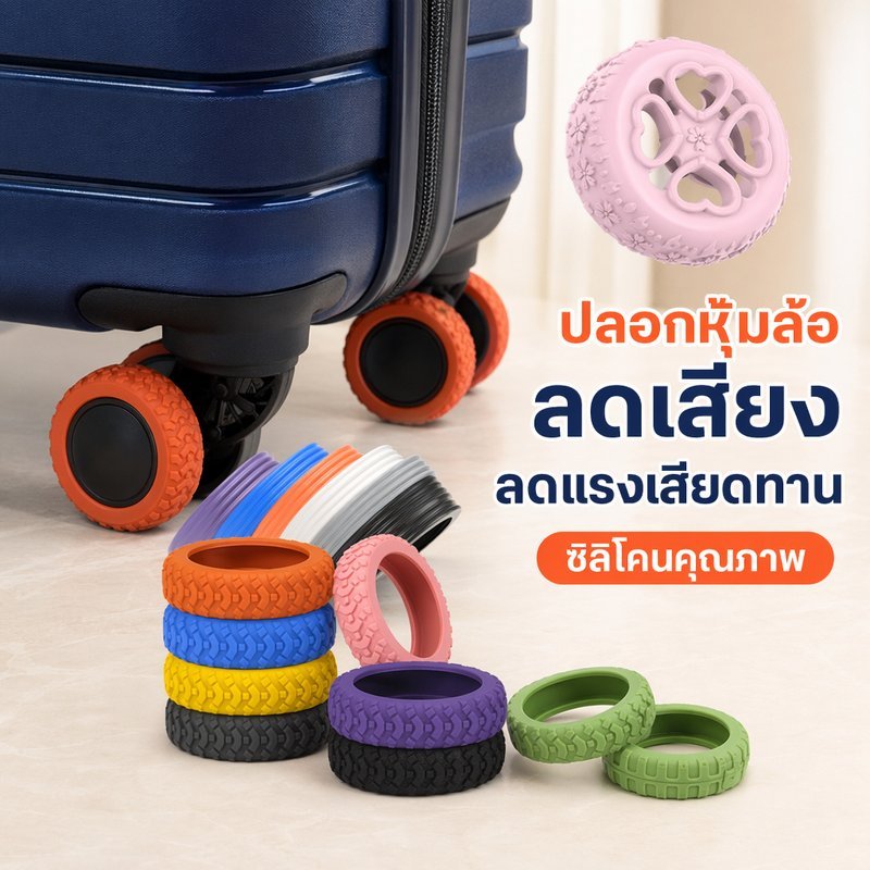 ปลอกล้อกระเป๋าเดินทาง ซิลิโคนหุ้มล้อ ลดเสียง กันสึกหรอ ล้อเงียบ อุปกรณ์กระเป๋าเดินทาง 8 ชิ้น
