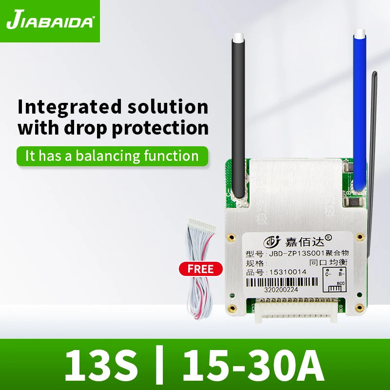 JBD 48V BMS 13S 3.7V Li-Ion แบตเตอรี่ลิเธียมป้องกัน BMS Board 15A 20A 25A 30A ทั่วไป Balance สําหรับ
