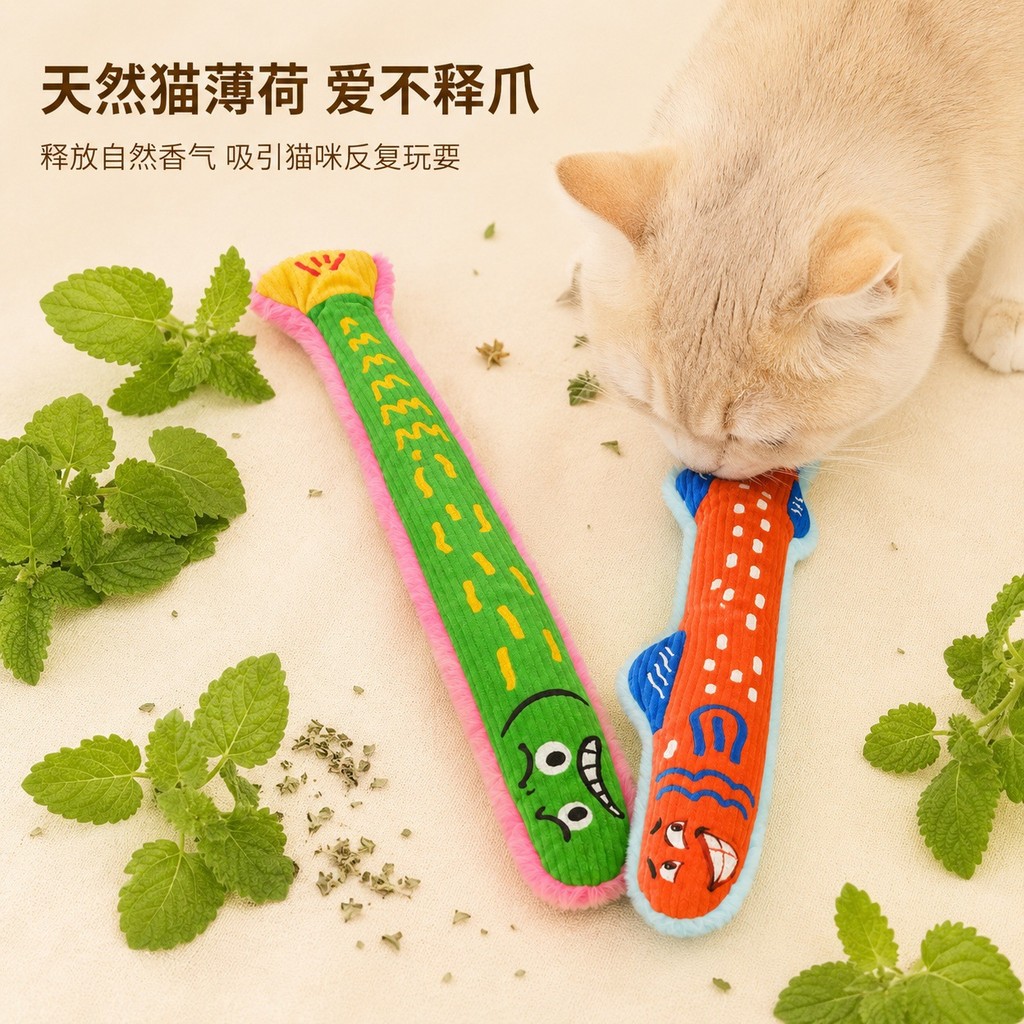 Interactive Super Long Cat Scratch ของเล่นหมอน Catnip ปลาเสียงกระดาษของเล่น Self-Happy บรรเทาเบื่อ T