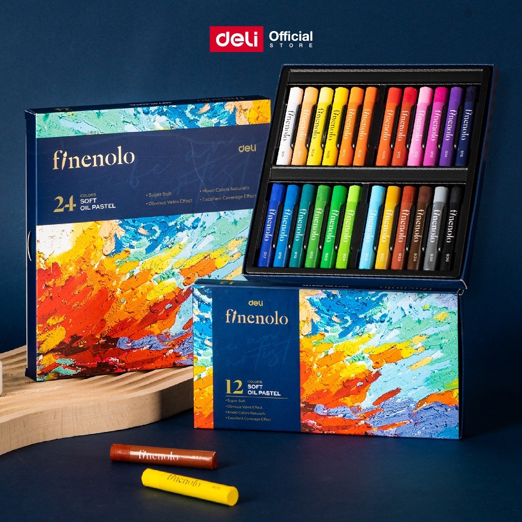 ชุดสีน้ำมัน 24 สี Deli รุ่น C212-24 สีชอล์คเนื้อแน่น ระบายลื่น เนื้อสีน้ำมัน (จำหน่าย 1 กล่อง)
