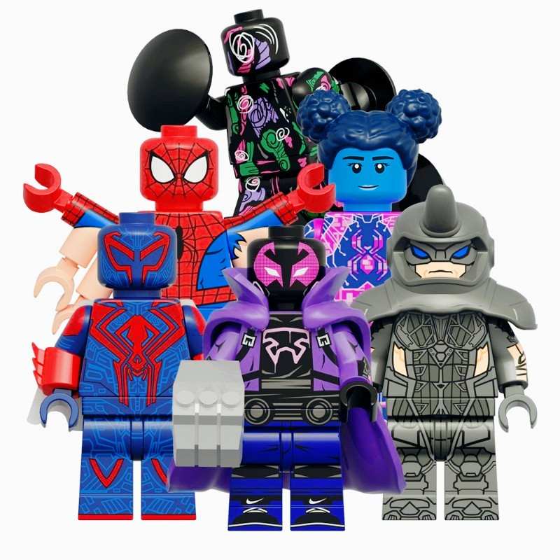 ข้าม Spider-Verse Super Heroes Rhino Blackened Spot Prowler Spider-Bye Spider2099 ตัวละคร Action Mini Building Blocks รูปของเล่นเด็กของขวัญ