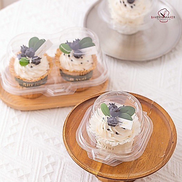 กล่องคัพเค้ก พลาสติกใส 1 , 2 , 3 ช่อง แพ็คละ 10 ใบ / cupcake กล่องฝาพับ 1-2หลุม