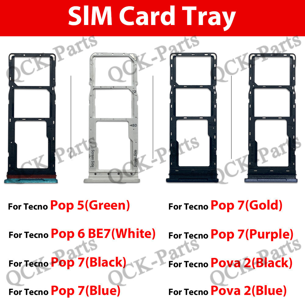 ซิมการ์ดถาดผู้ถืออะแดปเตอร์สําหรับ Tecno Pop Pova Neo 5 6 7 2 3 4 Pro BE7 BE8