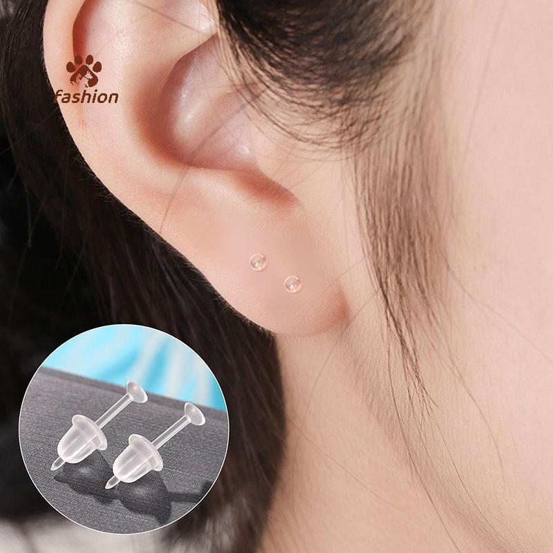 [Fas-t] 10/20/50/100PCS ต่างหูสตั๊ดพลาสติก Antiภูมิแพ้ป้องกันหูจาก Ear Hole Bloage โปร่งใสต่างหูเครื่องประดับอะไหล่ตกแต่ง
