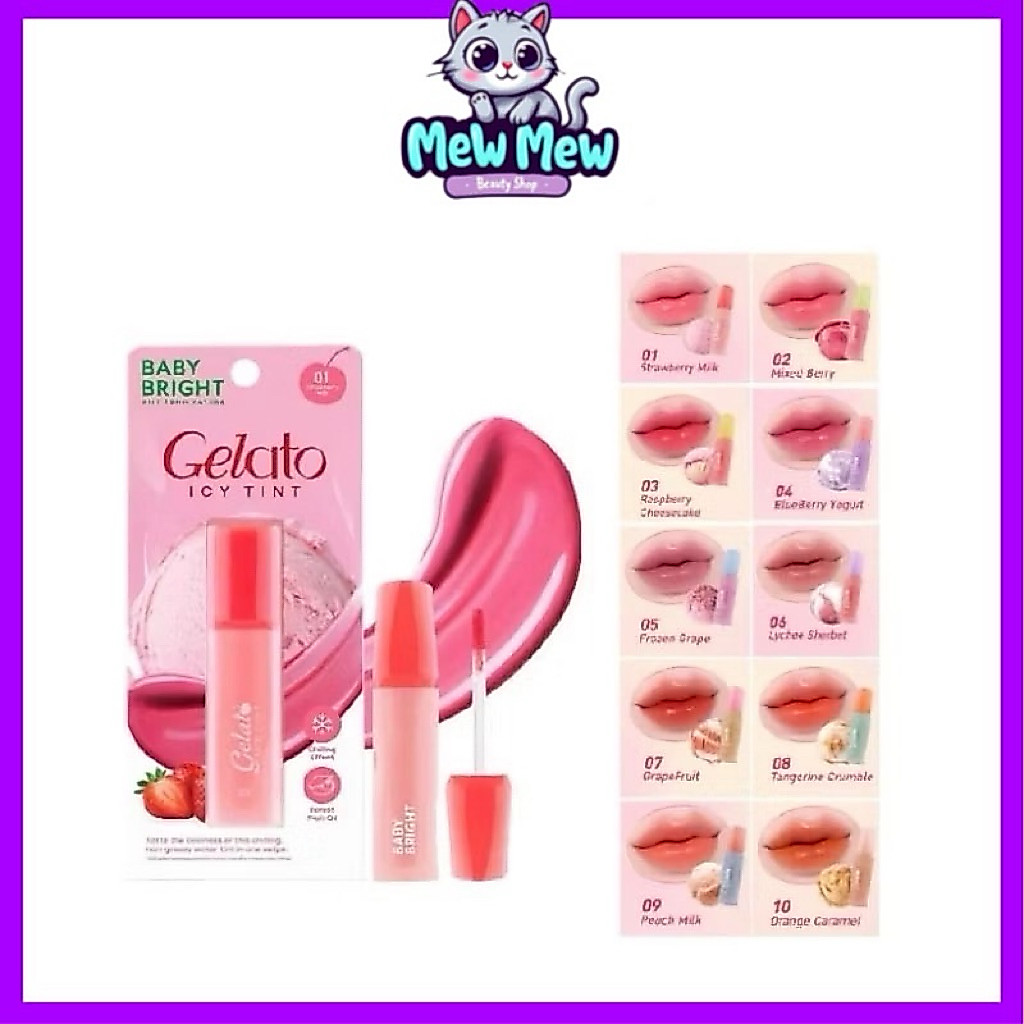 Baby Bright Gelato Icy Tint เบบี้ไบร์ท เจลาโต้ ไอซี่ ทินท์ เนื้อน้ำ สีชัด ติดทน ♥️💖