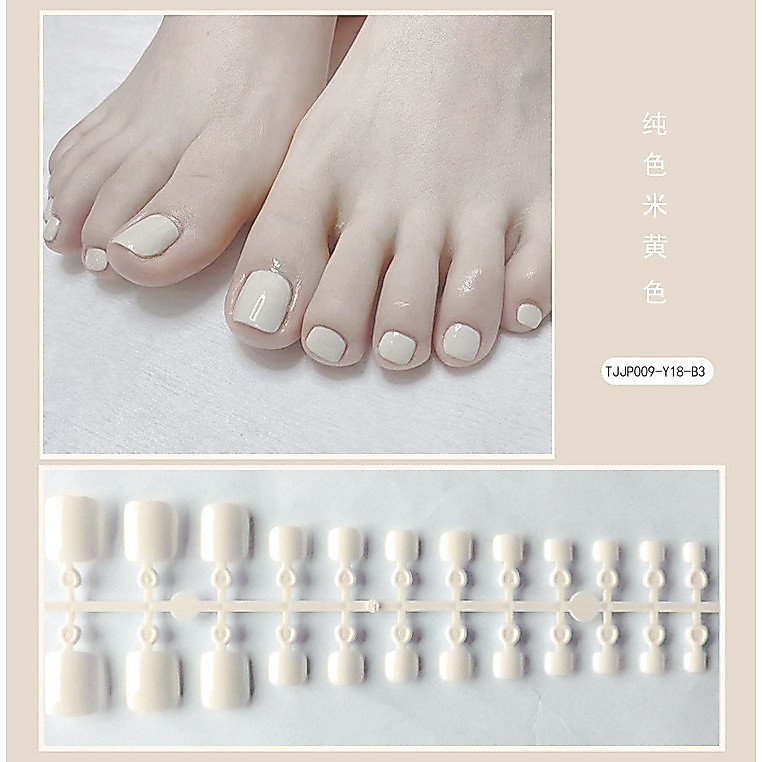 สีทึบเล็บเท้าวุ้นกาวสั้นปลอมเล็บแพทช์เล็บเท้าสวมแพทช์ปลาค็อด