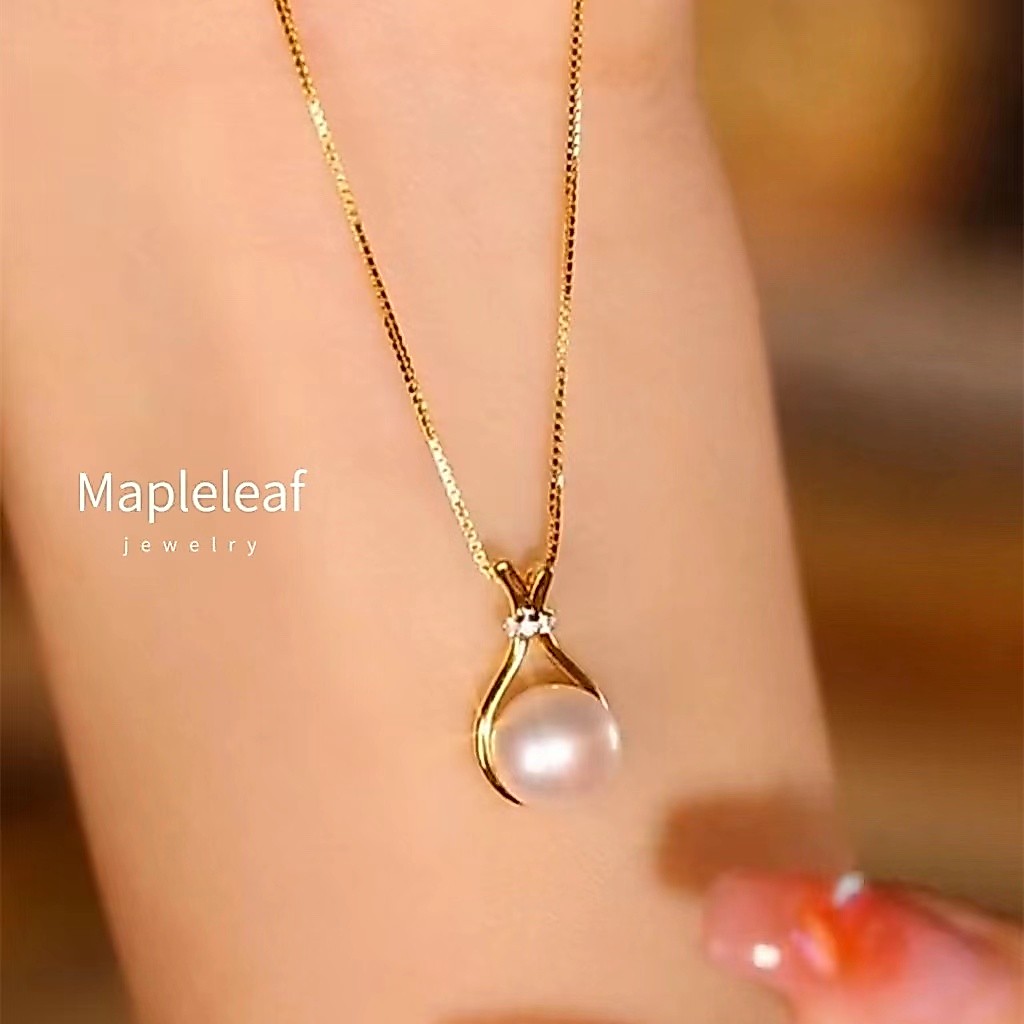 ทอง 18k Pearl Lucky กระเป๋าผู้หญิงจี้สร้อยคออุปกรณ์เสริมเครื่องประดับของขวัญ Hypoellergic