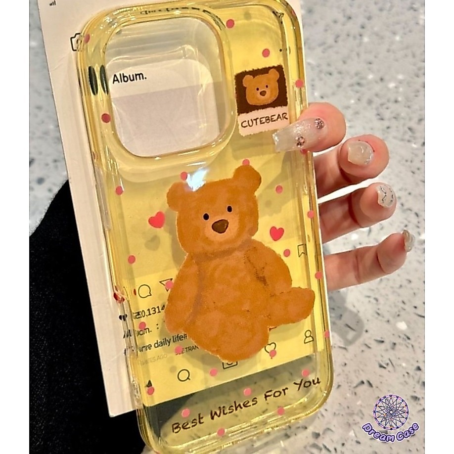 การ์ตูนเค้กน่ารักสีแดงคลื่นหมีนุ่มโปร่งใส เคส Samsung A15 A05s A54 A06 A14 A05 A03 A32 A02s A34 A55 A50 A51 A52 A25 A24
