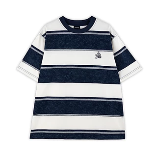 URTHE - เสื้อยืด ผ้าฟอก ลายทาง Oversized เเขนสั้น รุ่น ACID STP