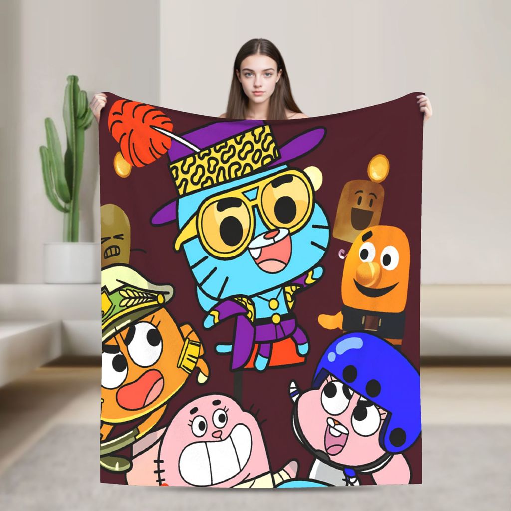 The Amazing World Of Gumballs ผ้าห่ม Soft Street Trend Plush โยนผ้าห่มสําหรับสาวที่นอนเตียง Flannel 
