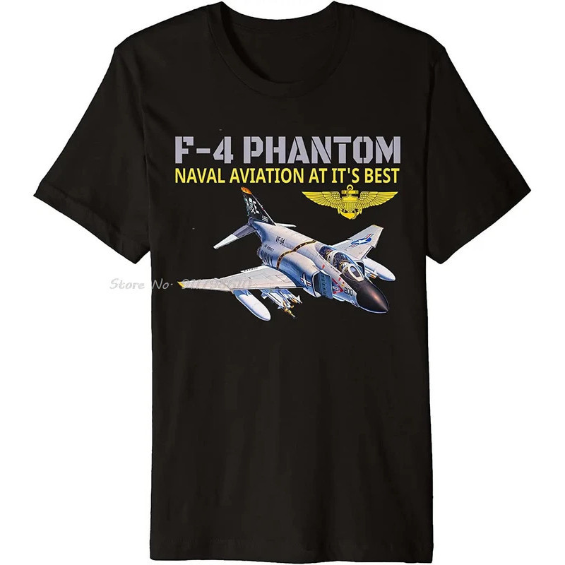 เสื้อยืด F-4 Phantom II US Navy สไตล์เครื่องบินทหารเรือ ผ้าฝ้ายแท้ แขนสั้น สำหรับผู้ชายผู้หญิง หลายไ