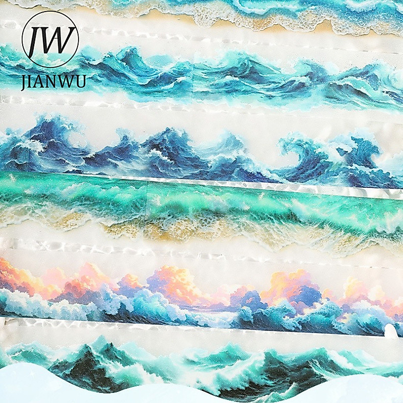JIANWU 40 มม.* 200 ซม.VINTAGE Sea Waves Cloud ภูมิทัศน์วัสดุ Collage Scrapbooking PET เทป Creative DIY Journal เครื่องเขียน