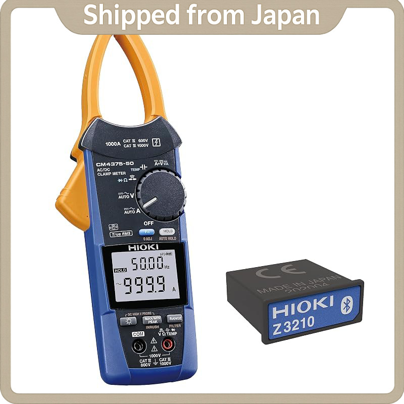 HIOKI CM4375-90 AC/DC Clamp Meter Set w/ Z3210 Wireless Adapter — 1000A True RMS, Easy Clamp, Dustpr
