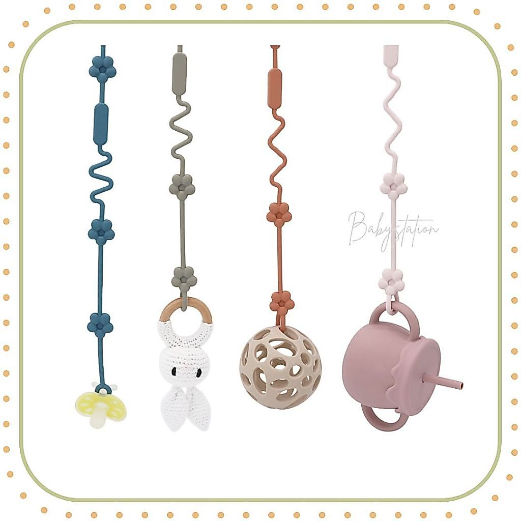 [พร้อมส่ง] สายคล้องซิลิโคนอเนกประสงค์ กันของเล่นตก ลายดอกไม้น่ารัก 🌸 (Silicone Toy & Pacifier Strap)
