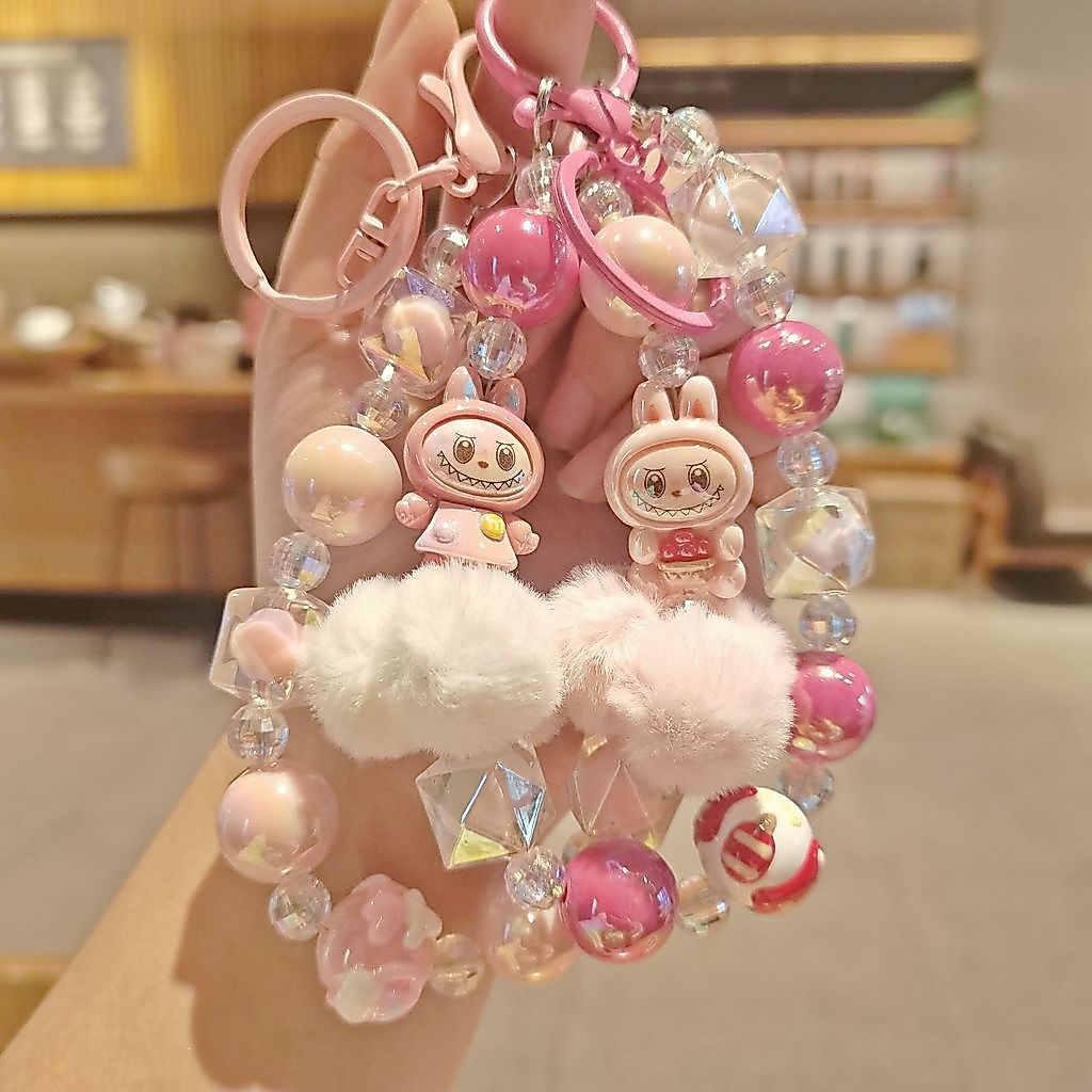 Kawaii Lilith ตุ๊กตาลูกปัดสายคล้องโทรศัพท์ Handmade ทาสีลูกปัดพวงกุญแจกระเป๋าจี้