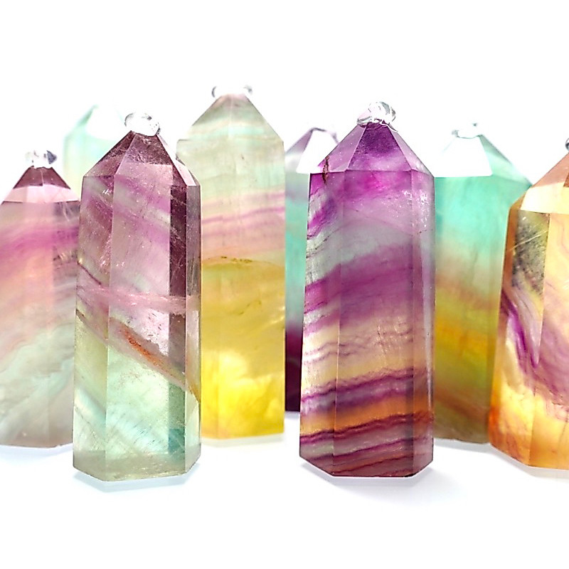 SG SHOP ความคมชัดสูง Healing และ Energy Rainbow Fluorite Tower/คอลัมน์/จุด/Pillar Ornament 高品质 Dream 彩透气质量 รักษาแสง