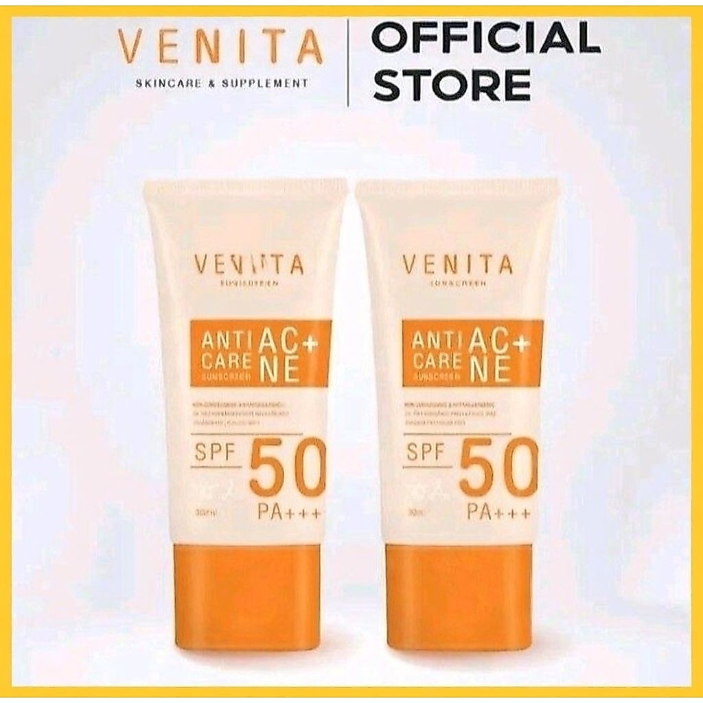 2 หลอด Venita Anti-Acne Care Sunscreen SPF50/PA+++plus 30ml เวนิต้าแอนติ-แอคเน่ แคร์ ซันสกรีน เอสพีเอฟ50/พีเอ++พลัส30มล.