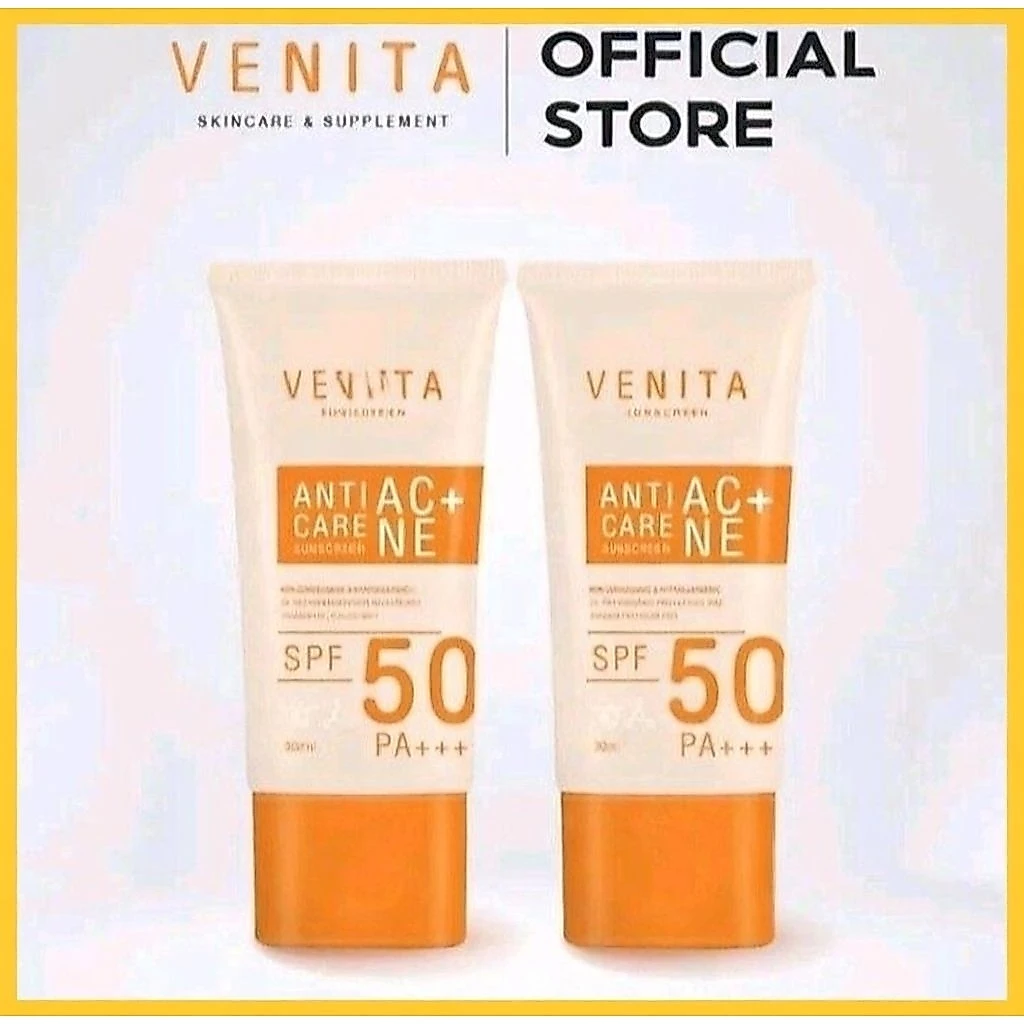2 หลอด Venita Anti-Acne Care Sunscreen SPF50/PA+++plus 30ml เวนิต้าแอนติ-แอคเน่ แคร์ ซันสกรีน เอสพีเอฟ50/พีเอ++พลัส30มล.
