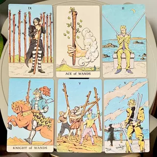 JOJO ไพ่ทาโรต์ดาดฟ้ากล่องแข็ง, 80 ชิ้น 12x7 ซม. นูนสองด้านอะนิเมะไพ่ทาโรต์ Bizarre Adventure Tarot Deck