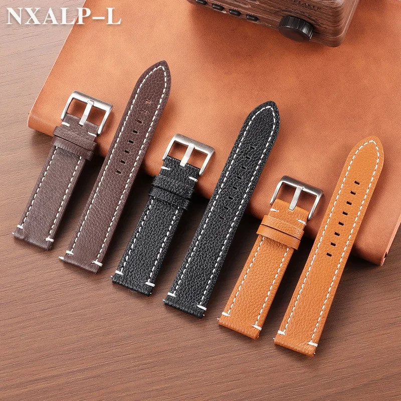 หนังลูกวัวสายนาฬิกาสองด้าน Cowhide สายนาฬิกาสําหรับ Omega สําหรับ Seiko Smartwatch สายรัดข้อมือ 18/1