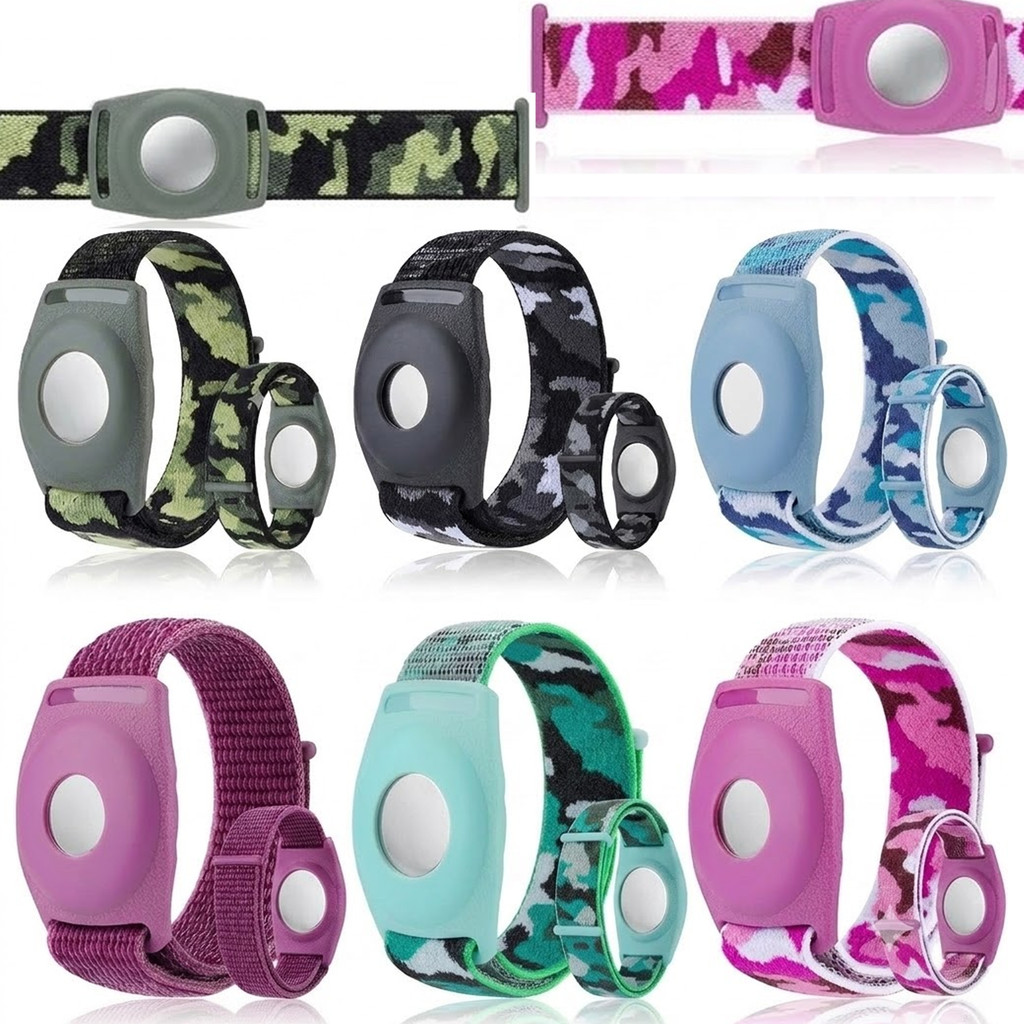 สายรัดข้อมือ Airtag สำหรับเด็ก, สายคล้อง AirTag พร้อมสายนาฬิกาไนลอนยืดหยุ่นปรับได้, สายคล้อง Air Tag ป้องกันการสูญหายสำหรับเด็ก, กระเป๋าสตางค์, สายรัดข้อมือ AirTag สำหรับเด็ก