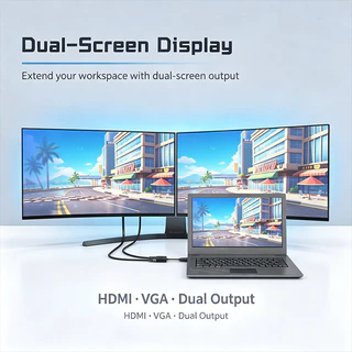 VGA เป็น HDMI อะแดปเตอร์แยก และ VGA พร้อมเสียง 3.5 มม. รองรับจอแสดงผลคู่
