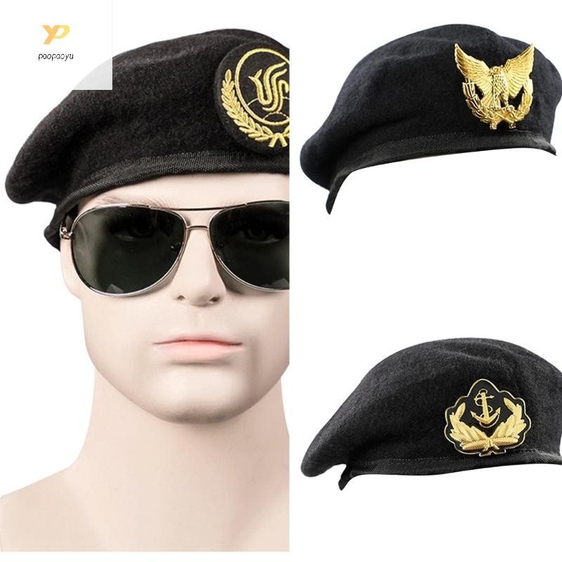 PPY หมวก Beret ขนสัตว์ แบบ Captain สำหรับคอสเพลย์