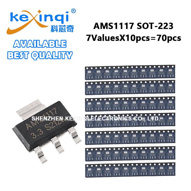 (70 ชิ้น) AMS1117 SOT-223 7ValuesX10pcs ชุด AMS1117-1.2V AMS1117-1.8V AMS1117-2.5V AMS1117-3.3V AMS1