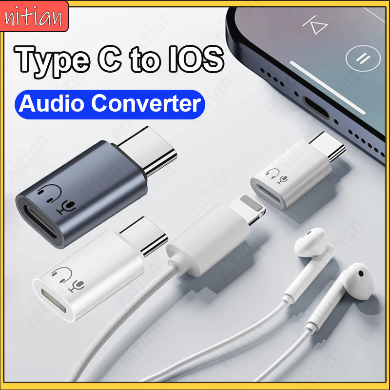 ประเภท C ถึง IOS หูฟังตัวแปลงเสียงประเภท C ชาย IOS หญิงหูฟังอะแดปเตอร์เสียง HiFi Music Call อะแดปเตอร์สําหรับโทรศัพท์/แล็ปท็อป/แท็บเล็ต