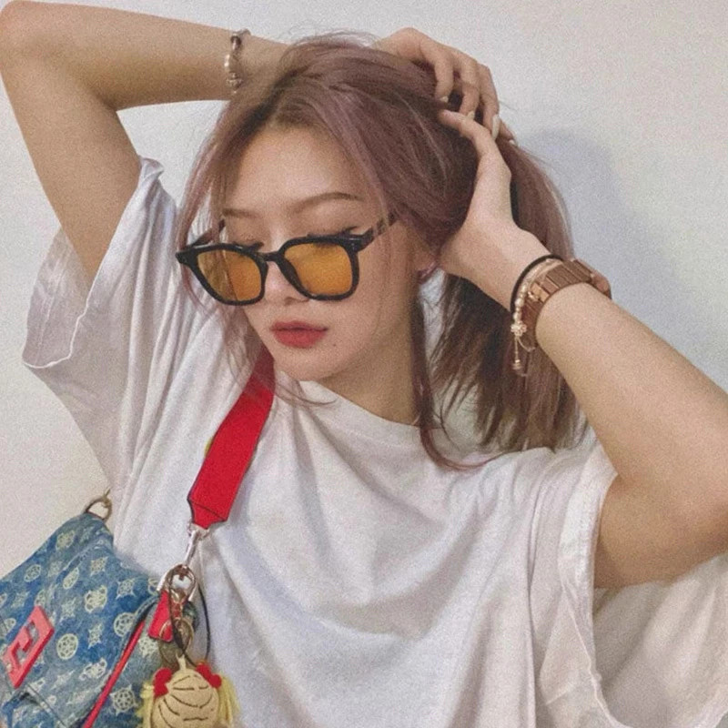 BAZZR COD พร้อมส่ง-ว่นตาแฟชั่นแว่นตากันแดดเลนส์สีสไตล์เกาหลียอดฮิตUV400กรอบเหลี่ยมผู้ชายและผู้หญิง - รูปที่ 3