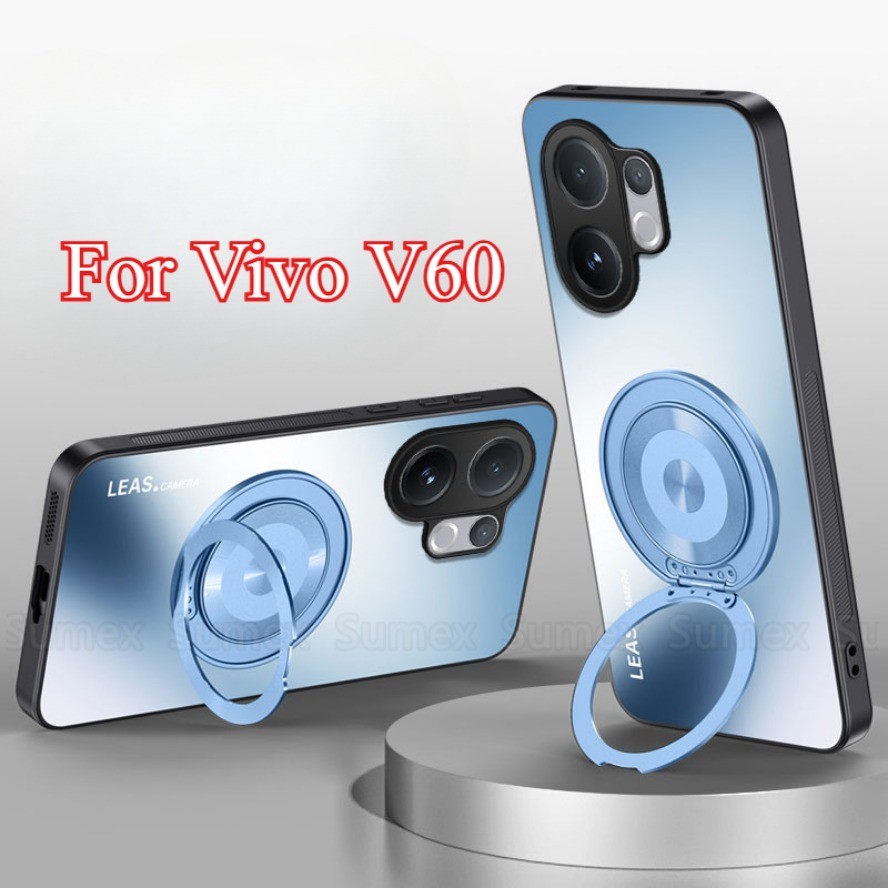 Frosted Stand Holder แหวนยึดเคสโทรศัพท์สําหรับ Vivo V60 V2511 5G Matte Hard ปลอกกันกระแทกฝาหลัง Vivo