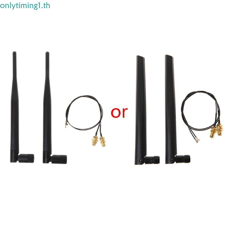 2x 6dBi 2.4GHz 5GHz Dual Band WiFi Router  Card RP-SMA Antenna 2 x U.fl I