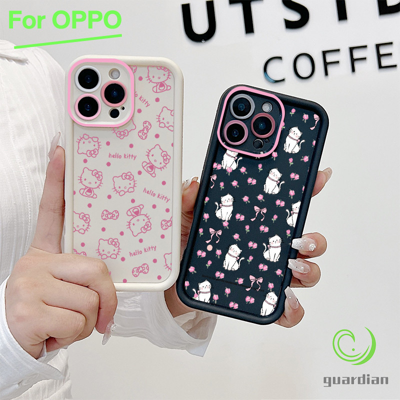สำหรับ เคสโทรศัพท์ OPPO กรอบเลนส์สีชมพู  A3 A3X A60 5G ลูกแมวสีชมพู A9 A18 A38 A15 A15s A60 A35 A17 A17K A79 5G OP