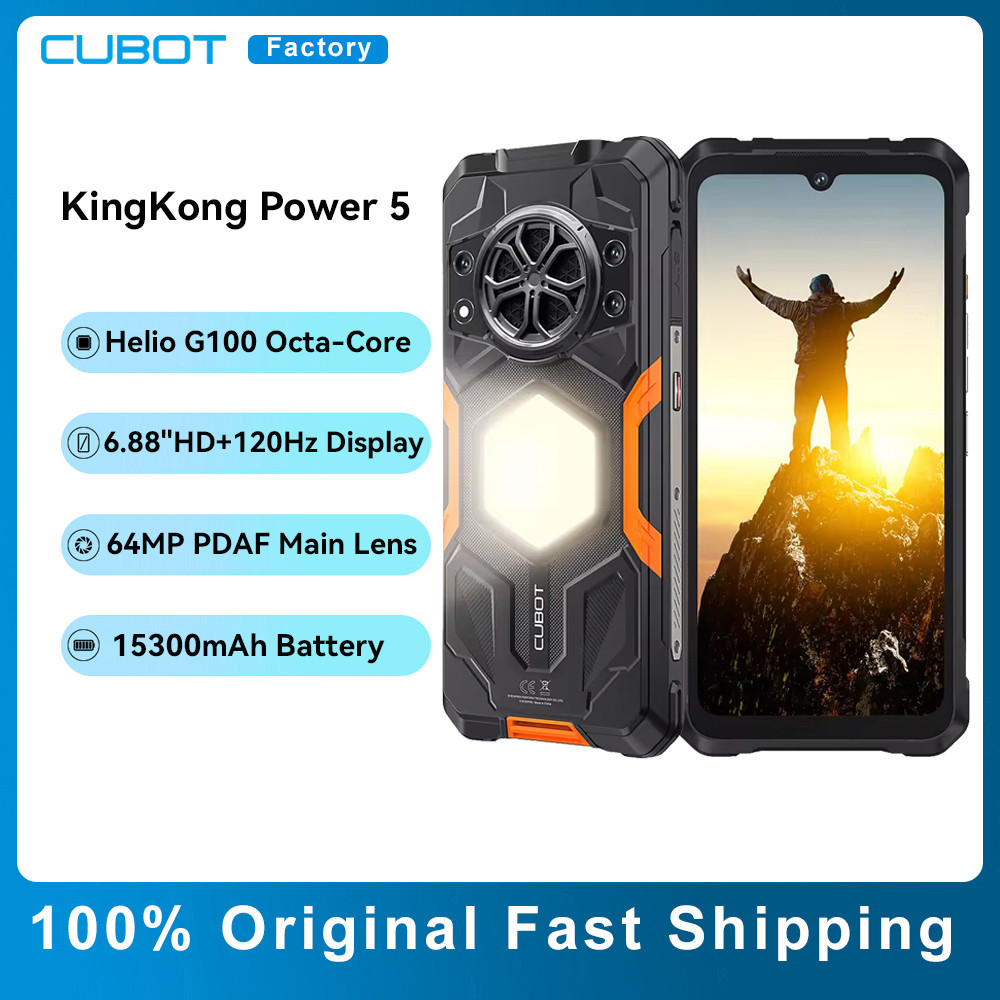 Cubot KingKong Power 5 สมาร์ทโฟนที่ทนทาน Android 15 16GB RAM (6+10) 128GB ROM 6.88"120Hz หน้าจอ MTK 