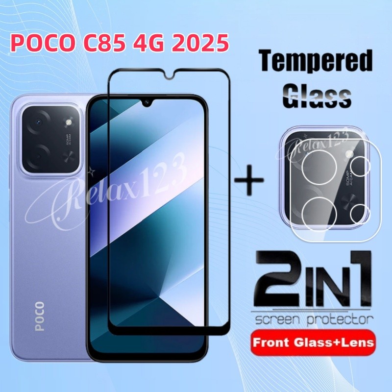 สําหรับ POCO C85 4G 2025 2IN1 Full Screen Protector กระจกนิรภัยสําหรับ Xiaomi Poco C85 PocoC85 Poco 