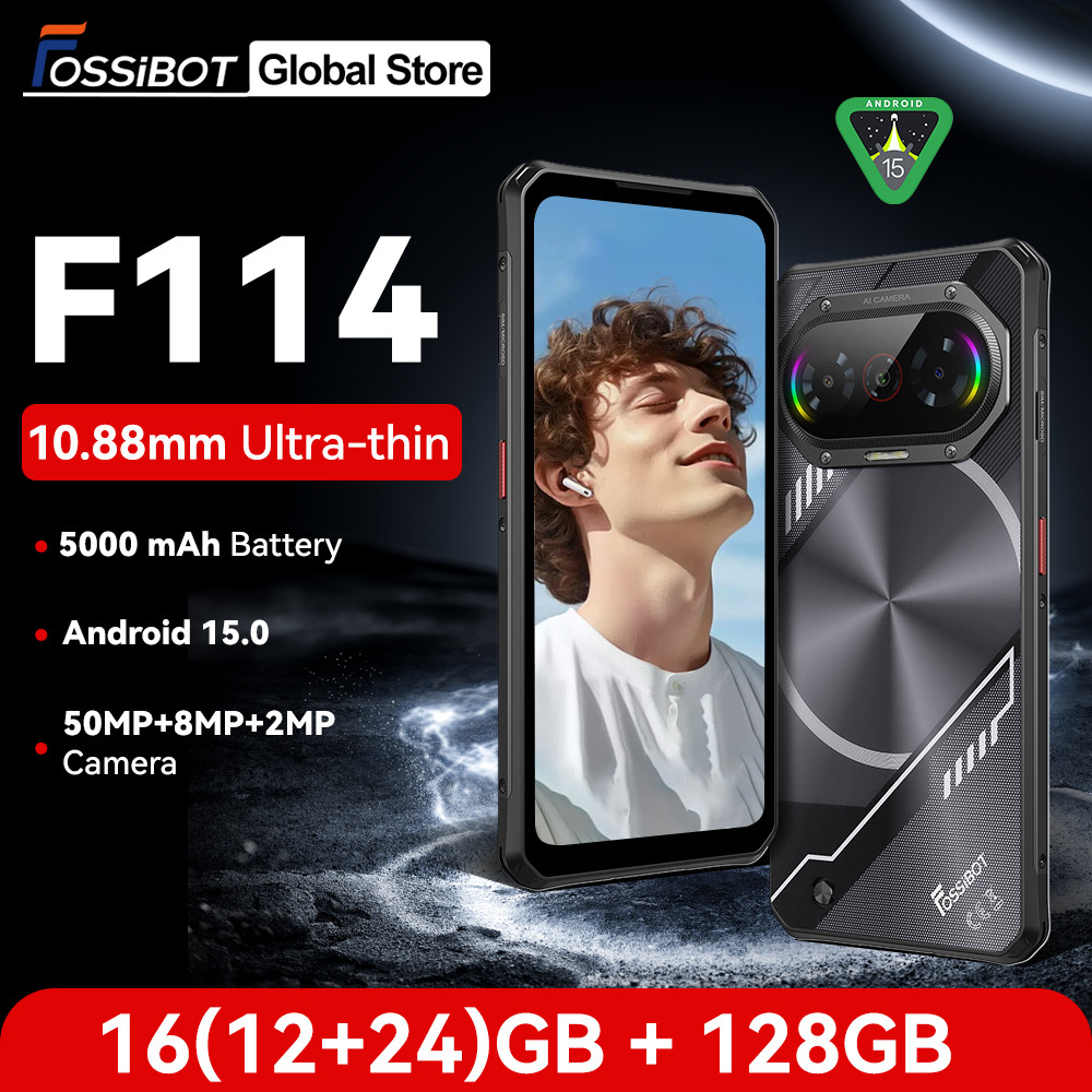 Fossibot F114 16(4+12)GB +128GB Unisoc T615 โทรศัพท์ที่ทนทานบางเฉียบ 4G 50MP + 8MP + 2MP กล้อง 5000m