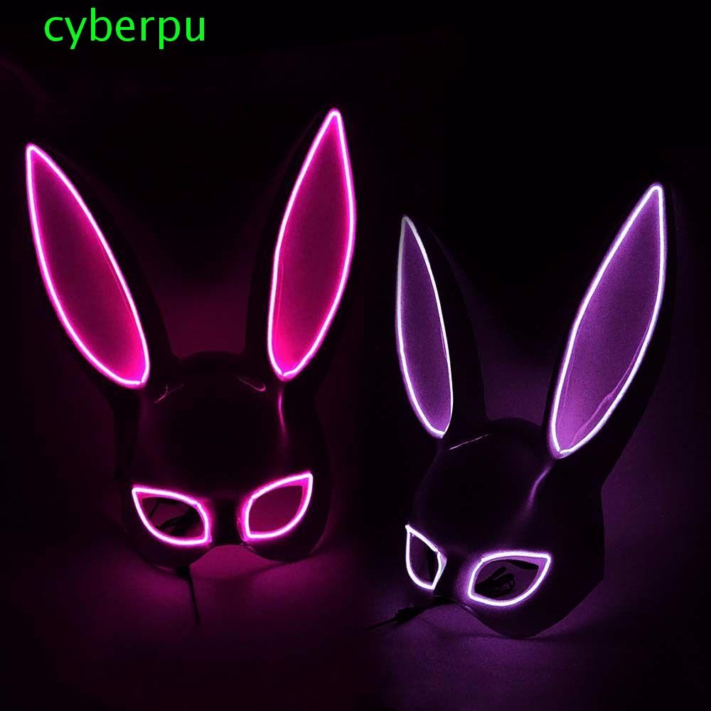 CYBERPULSE หน้ากากคอสเพลย์ พลาสติก Kitsune Bunny Mask LED Light Mask คอสเพลย์ LED Light up Mask