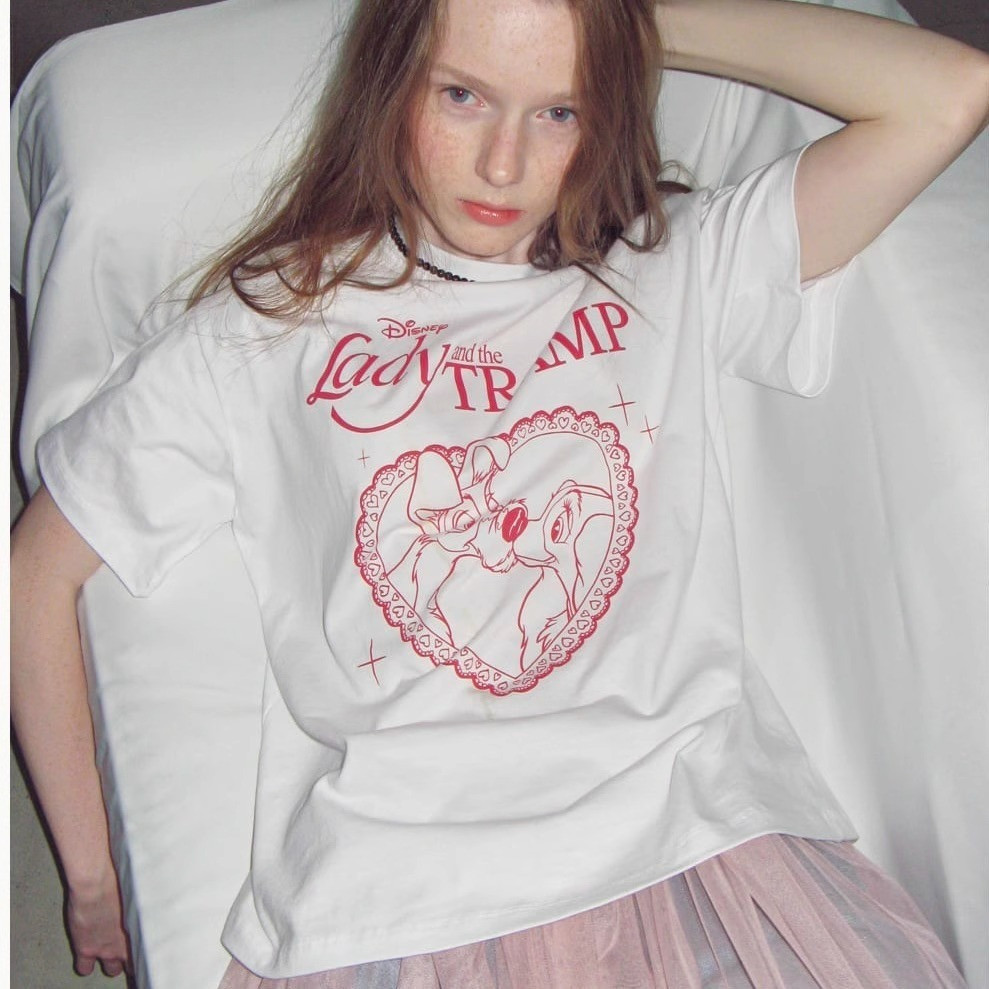 COD（จัดส่งภายใน 12ชั่วโมง）เสื้อยืด oversized t shirt cottonหัวใจ แฟชั่น สวมใส่สบาย สีขาว S-3XLเสื้อ