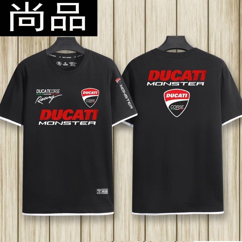 2025 สไตล์ใหม่ DUCATI DUCATI รถจักรยานยนต์รถจักรยานยนต์แขนสั้นเสื้อยืด MOTOGP ขี่จักรยาน Jersey หลวมครึ่งแขนเสื้อผ้าด้าน