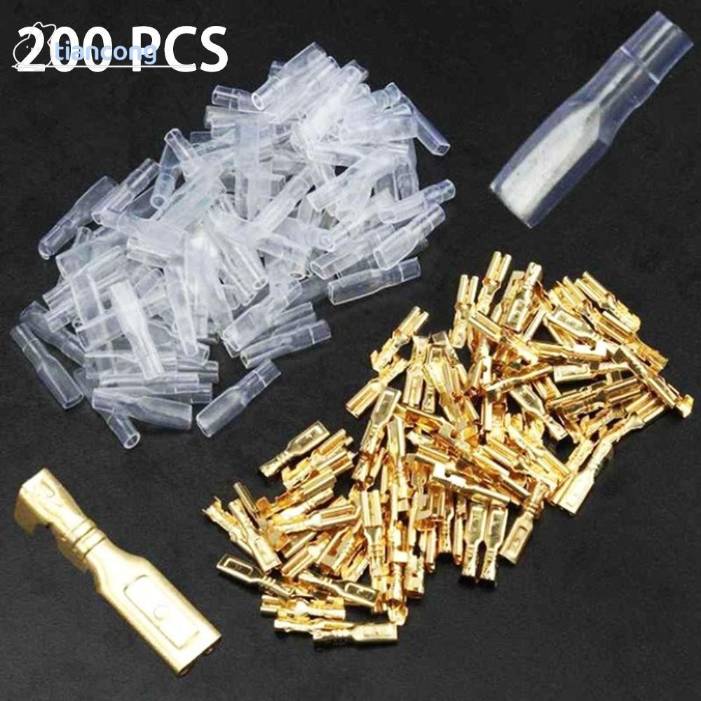 TIANCONG 200PCS Crimp Terminal ทนทานชุดสายเคเบิลหญิง Spade ฉนวนลวด