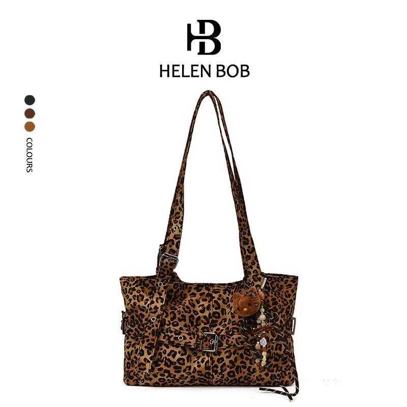 HelenBob กระเป๋าสะพายสุภาพสตรีสไตล์ลำลอง พิมพ์ลายเสือดาว น้ำหนักเบาทะแคง่าย ความจุมาก เหมาะสำหรับทั้งออฟฟิศและใช้ในวันหยุด