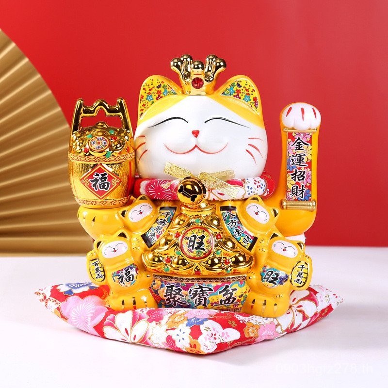 Fortune Cat 40 ซม.ของขวัญ Lucky Cat ตกแต่งห้องนั่งเล่นในครัวเรือนของที่ระลึกสํานักงานธุรกิจเปิด Rich