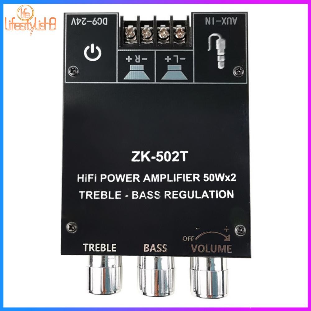 ZK-502T 50Wx2 เครื่องขยายเสียงสเตอริโอโมดูลลําโพงเสียงที่รองรับบลูทูธ