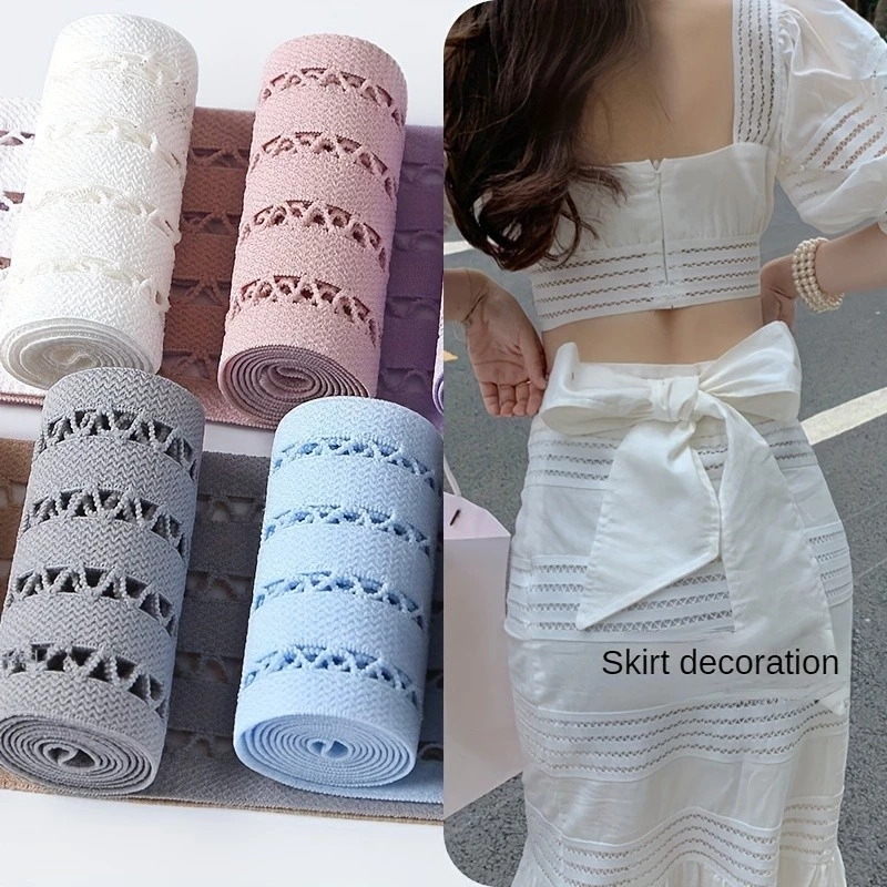 เอียวางยืดสำหรับกระโปรง สีดําและสีขาว 7ซม., ยืดหยุ่นดี ระบายอากาศได้ดี