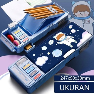 [READY] Kotak pensil serbaguna, motif unicorn/dinosaurus/astronot, pilihan hadiah untuk anak-anak, dilengkapi dengan rautan, gunting, selotip, dan penghapus, cocok untuk siswa laki-laki maupun perempuan