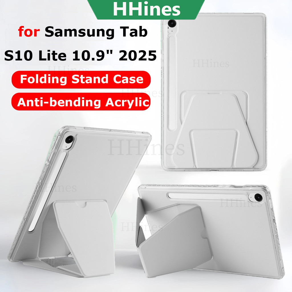 SAMSUNG สําหรับSamsung Galaxy Tab S10 Lite 10.9 2025 X406B Tab S10 FE X520 X526 Tab S9 S9 FE 11 "X510 Ultra Thin Anti-Bendอะคริลิคจับพับขาตั้งกันกระแทกปลอกฝาครอบ